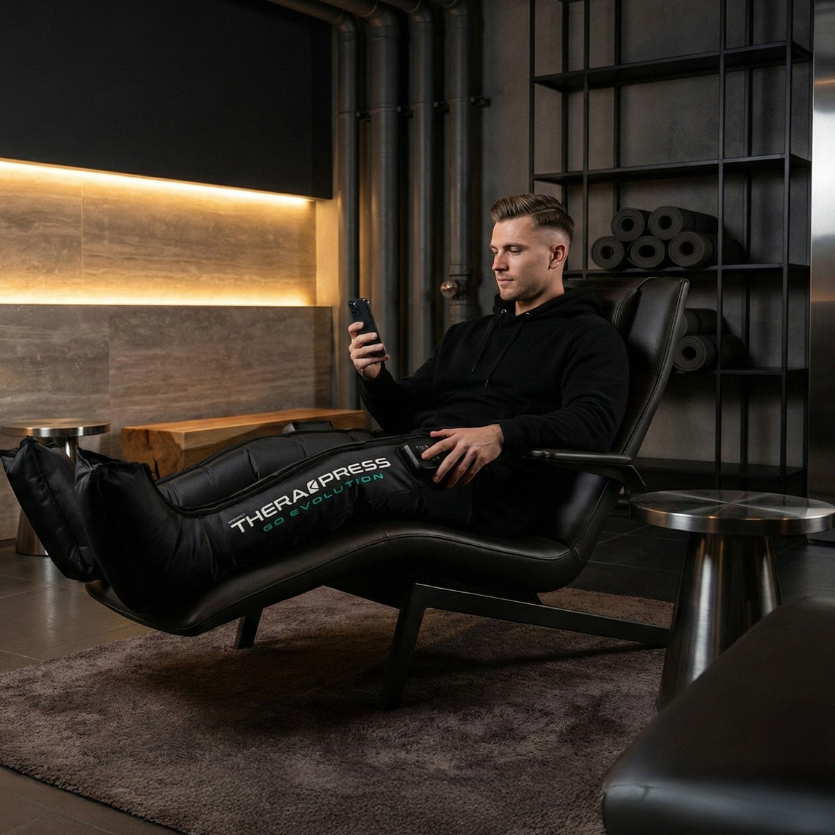 Hombre descansando con Therapress GO Evolution